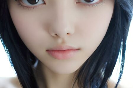 AI girl with black hair wallpaper