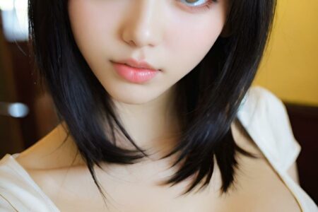 AI girl with black hair wallpaper