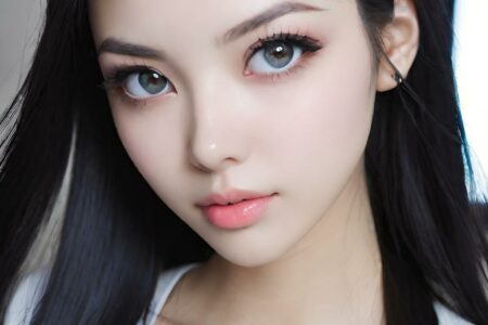 AI girl with black hair wallpaper