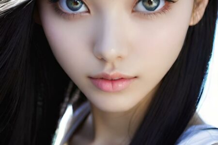 AI girl with black hair wallpaper