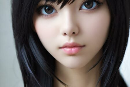 AI girl with black hair wallpaper