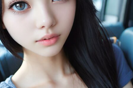 AI girl with black hair wallpaper