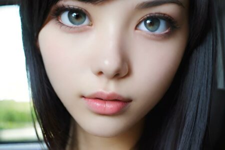 AI girl with black hair wallpaper
