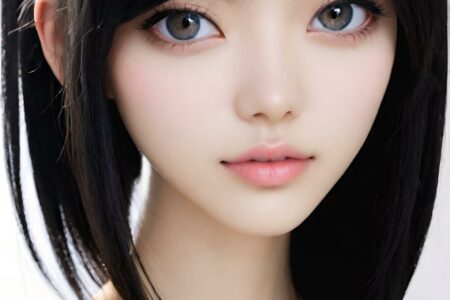 AI girl with black hair wallpaper