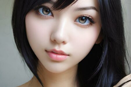 AI girl with black hair wallpaper