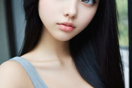 AI girl with black hair wallpaper