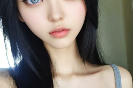 AI girl with black hair wallpaper