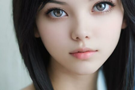 AI girl with black hair wallpaper