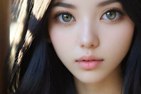AI girl with black hair wallpaper