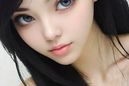 AI girl with black hair wallpaper