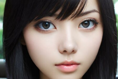 AI girl with black hair wallpaper