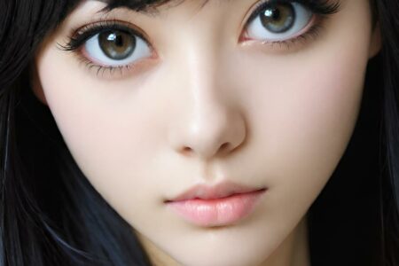 AI girl with black hair wallpaper