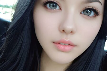 AI girl with black hair wallpaper
