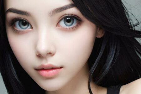 AI girl with black hair wallpaper
