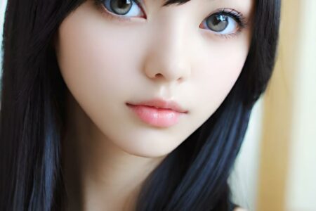 AI girl with black hair wallpaper