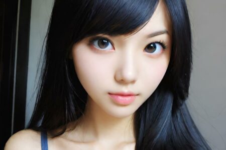 AI girl with black hair wallpaper