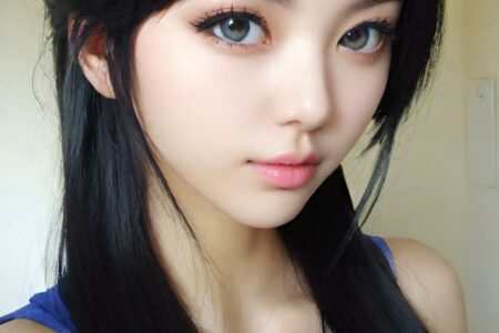AI girl with black hair wallpaper