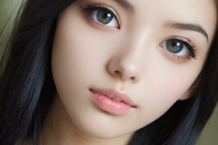 AI girl with black hair wallpaper