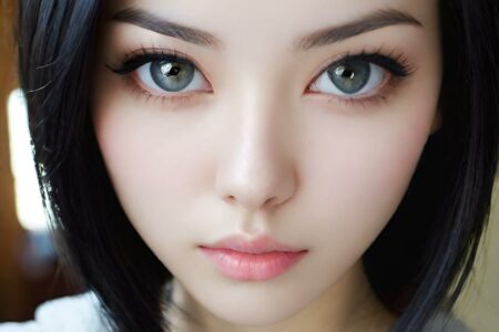 AI girl with black hair wallpaper