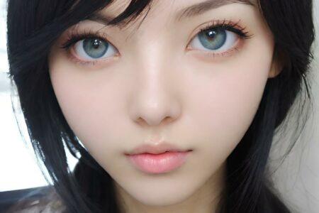 AI girl with black hair wallpaper