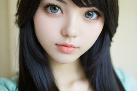 AI girl with black hair wallpaper