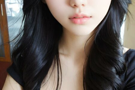 AI girl with black hair wallpaper