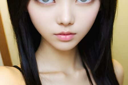 AI girl with black hair wallpaper