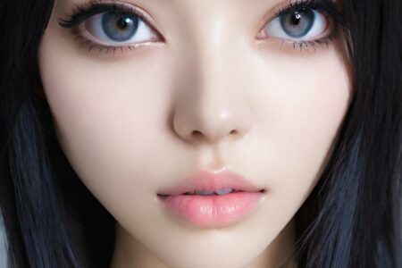 AI girl with black hair wallpaper