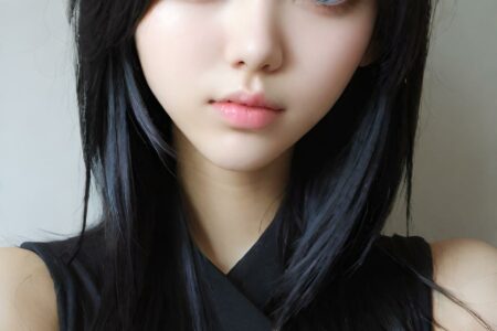 AI girl with black hair wallpaper