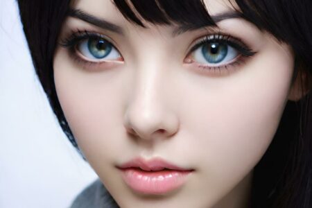 AI girl with black hair wallpaper