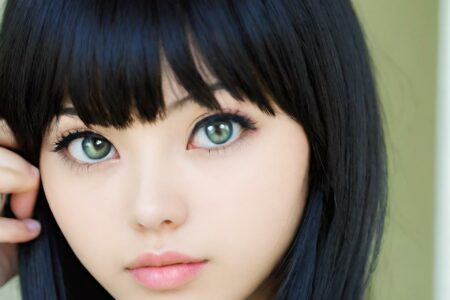 AI girl with black hair wallpaper