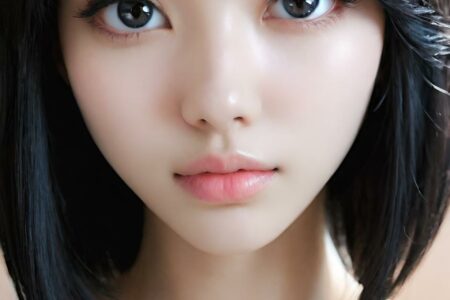 AI girl with black hair wallpaper