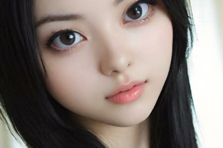 AI girl with black hair wallpaper