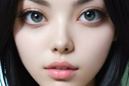 AI girl with black hair wallpaper
