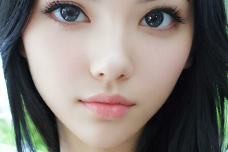 AI girl with black hair wallpaper