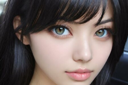 AI girl with black hair wallpaper