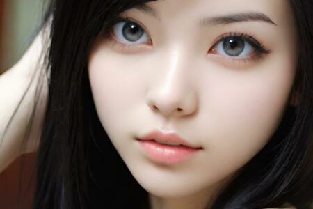 AI girl with black hair wallpaper