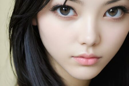 AI girl with black hair wallpaper