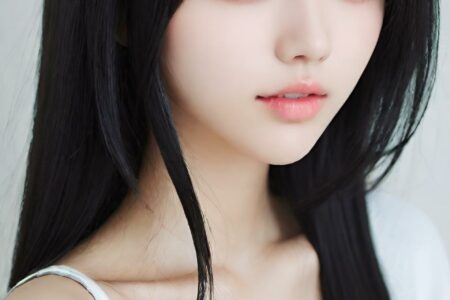 AI girl with black hair wallpaper