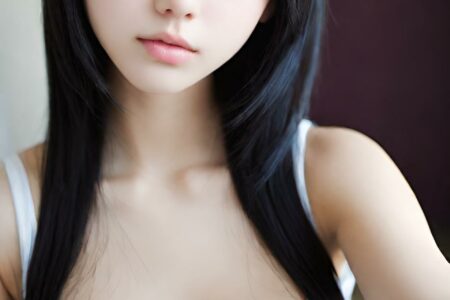 AI girl with black hair wallpaper