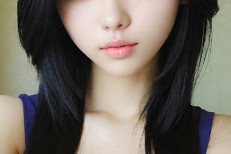 AI girl with black hair wallpaper