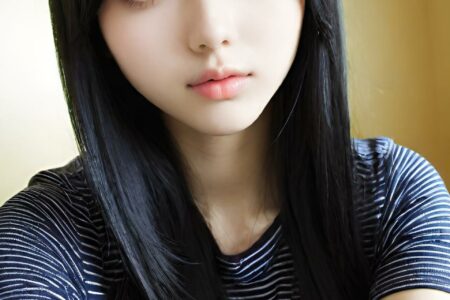 AI girl with black hair wallpaper