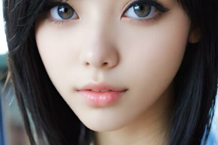 AI girl with black hair wallpaper