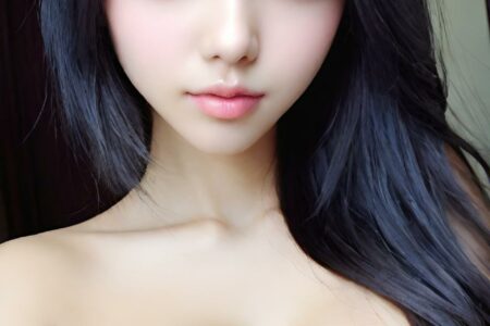 AI girl with black hair wallpaper