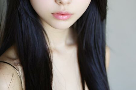 AI girl with black hair wallpaper