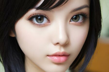 AI girl with black hair wallpaper