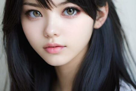 AI girl with black hair wallpaper
