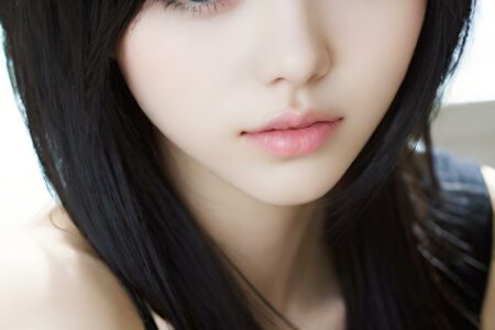 AI girl with black hair wallpaper