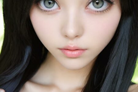 AI girl with black hair wallpaper