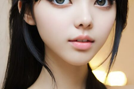 AI girl with black hair wallpaper